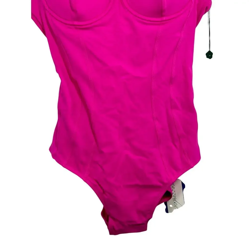 NEW TA3 Pushy Pink Underwire Corset One Piece Swimsuit Womens Size XL Reg Long A - Picture 3 of 10